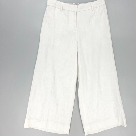J Crew Gazebo Linen Wide Leg Cropped Pants Size 12 - Picture 2 of 6